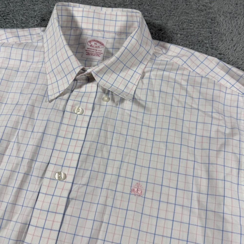 Brooks Brothers Oxford Button Down Shirt Mens XL Madison Fit Multicolor OCBD Log